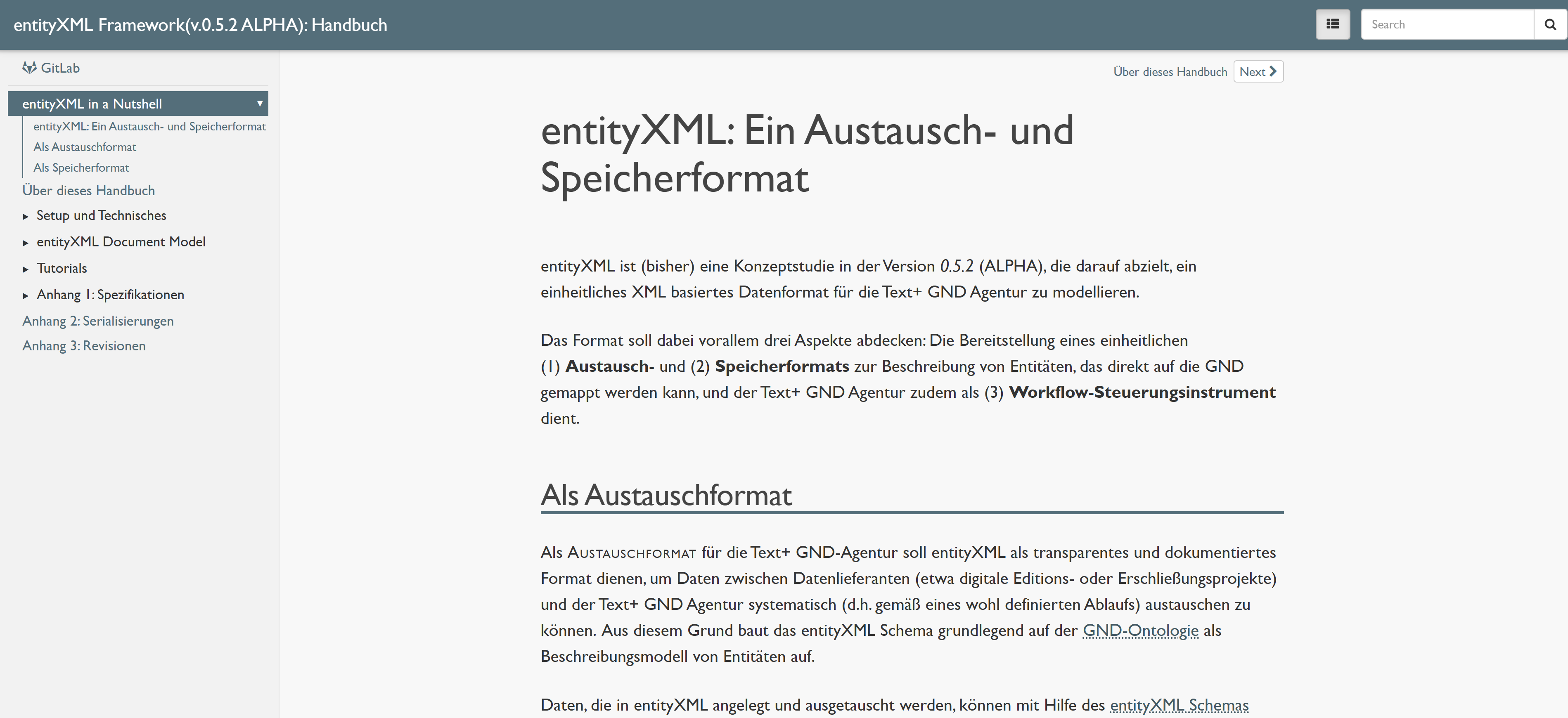 Documentation entityXML