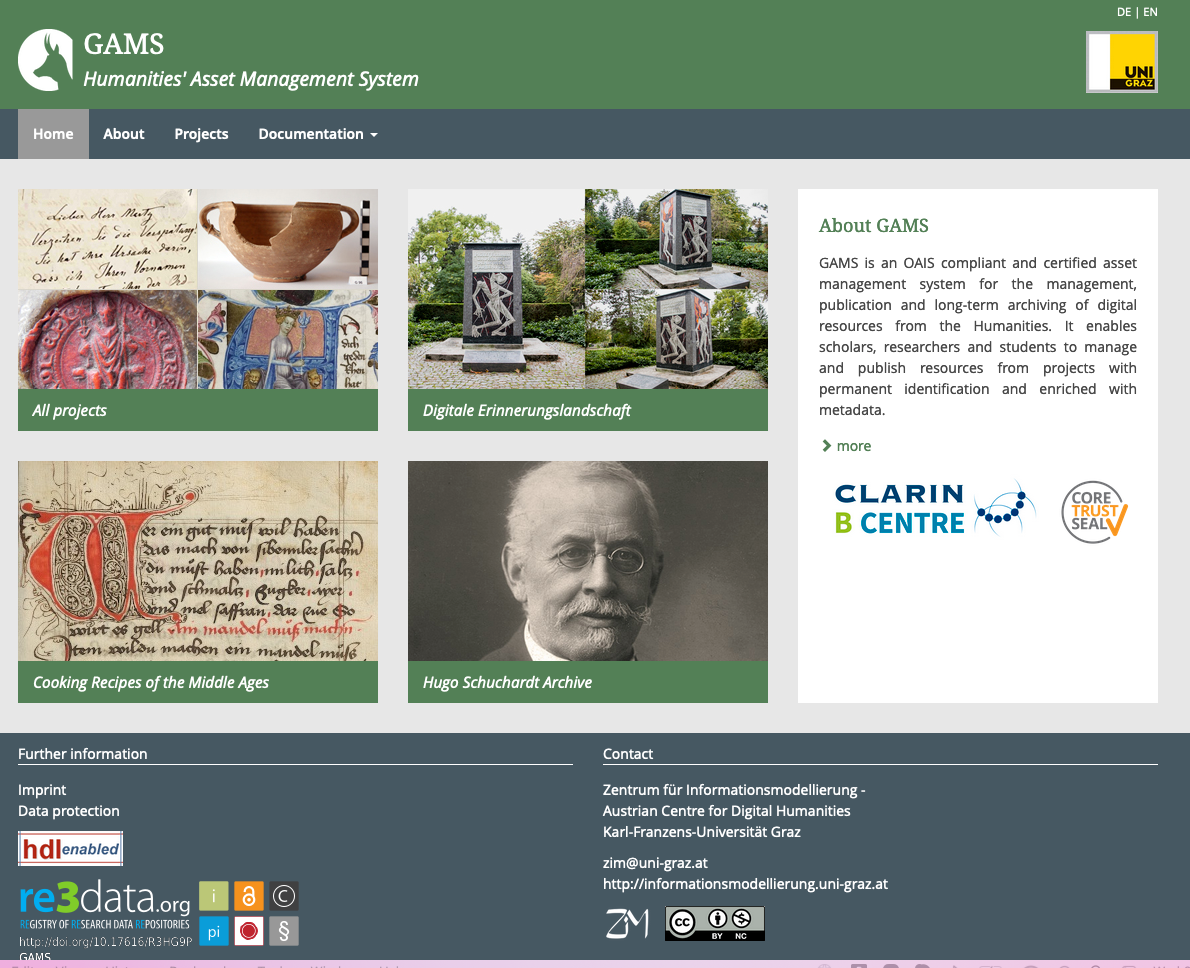 GAMS homepage - screenshot
