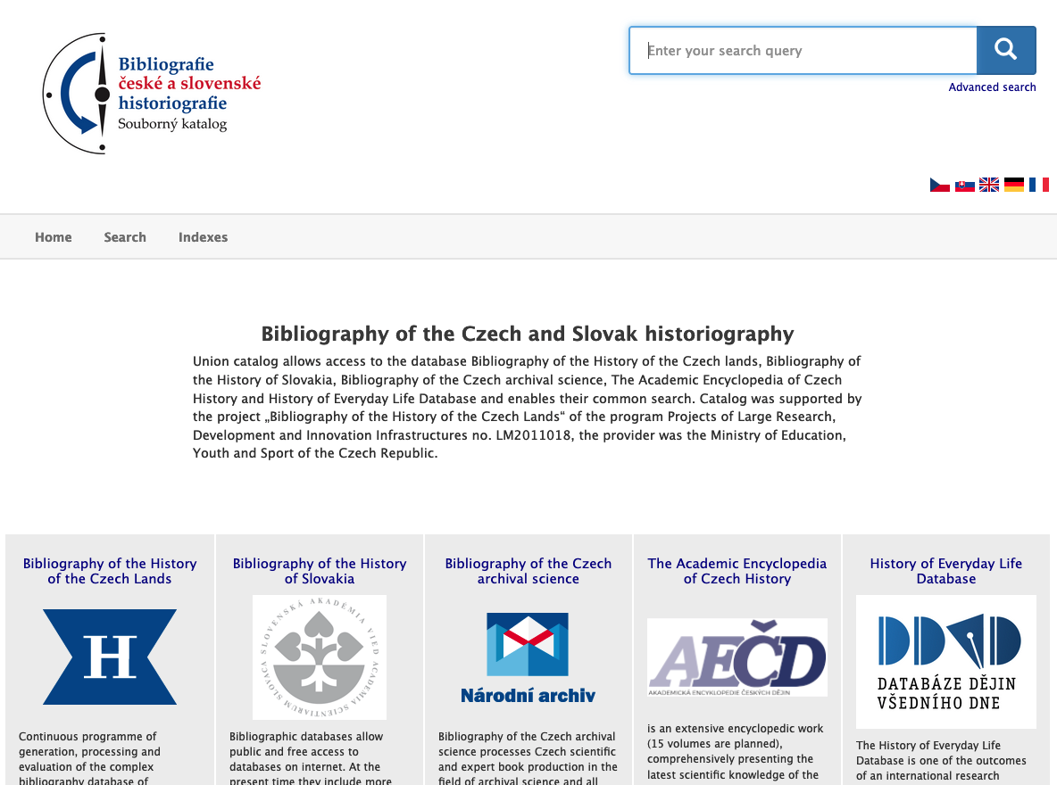 Bibliography of the Czech and Slovak historiography homepage screenshot